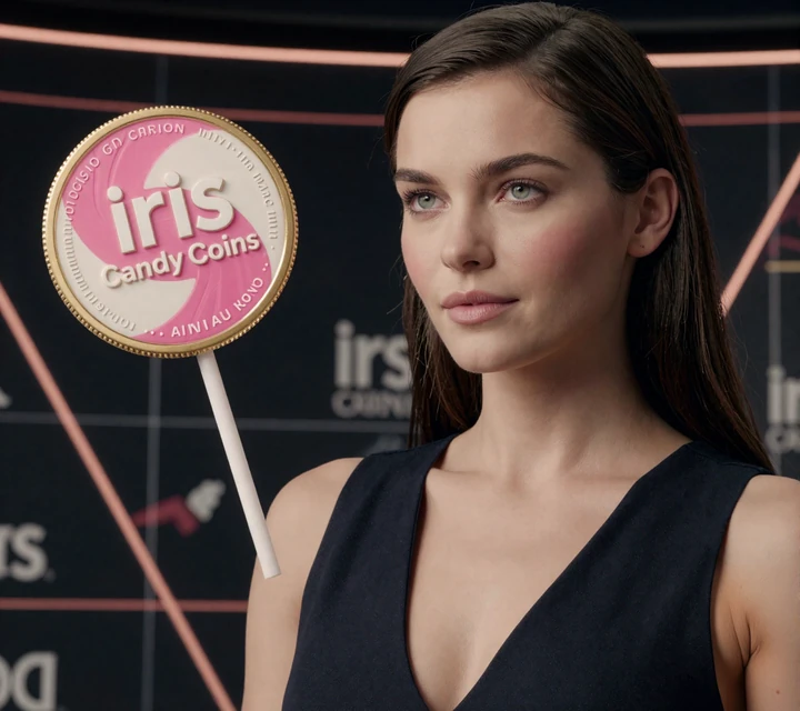 Iris Casino CandyCoins Belohnung mit pink-goldenem Lollipop und dunkler Premium Casino-&Auml;sthetik